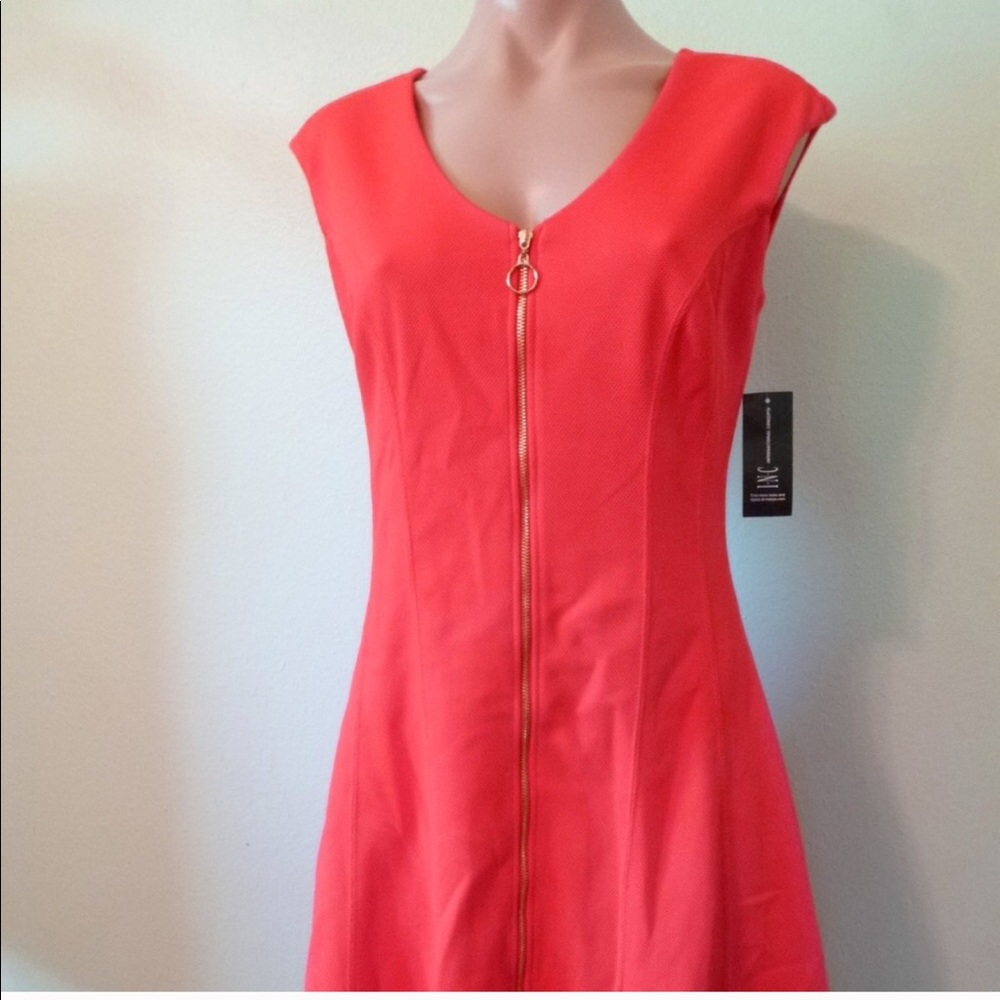 INC Red Zip Up Fit & Flare Dress Women’s Size S Y2K Summet Dress - Picture 2 of 7